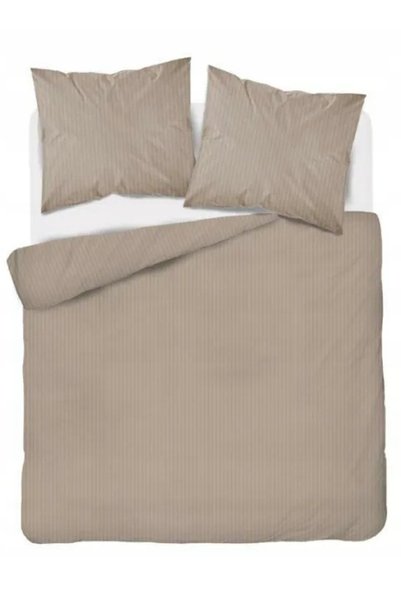 Detexpol Lenjerie de pat din satin 180x200 Uni și cu dungi Premium bej taupe