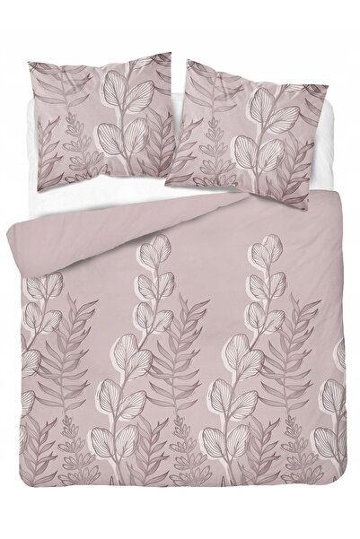Detexpol Lenjerie de pat din satin 220x200 Flori pe fundal roz