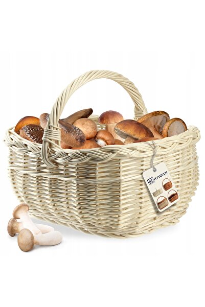 KADAX Coș de răchită, Ciuperci, Cumpărături, Picnic, Alb