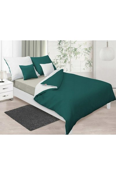 Matex Lenjerie de pat din satin 160x200 cu două fețe Verde și Popiel