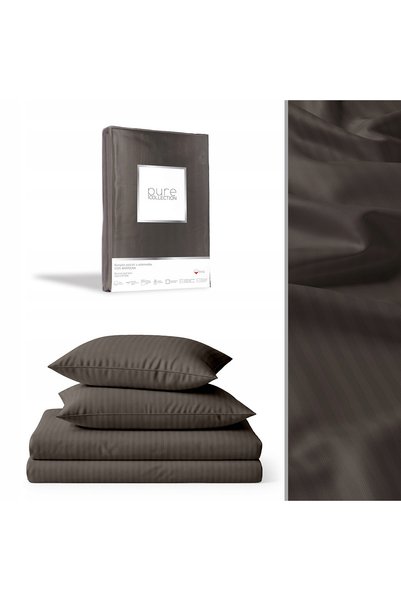 NO BRAND Adamaszek 180x200 Set de lenjerie de pat premium din satin uni cu du...