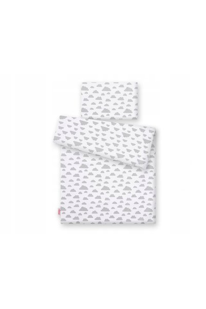 Bobono Lenjerie de pat pentru copii, 2 piese, bumbac, 135x100 cm - gri nori