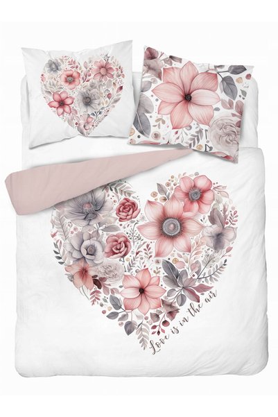 Detexpol Lenjerie de pat Dutch 160x200 Flori Colorate Olanda Inimă în flori
