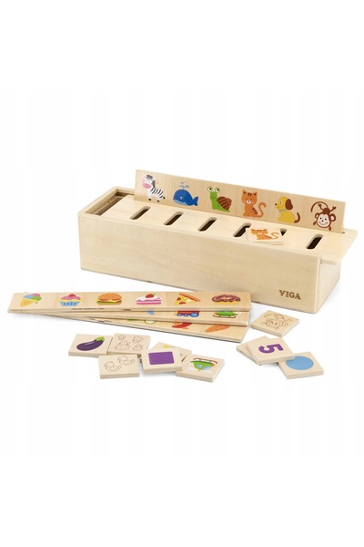 Viga Joc educativ din lemn de sortare Animale Fructe Legume Montessori Vi