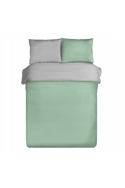 Eurofirany Lenjerie de pat din bumbac satinat 220 x 200, reversibilă, 3 piese...