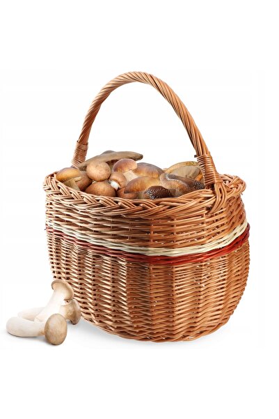 KADAX Coș mare de cestit cu mâner, pentru cumpărături și picnic, model ciuperci