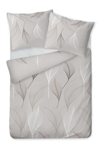 Matex Lenjerie de pat din flanelă 160x200 F94 Model cu frunze Bej