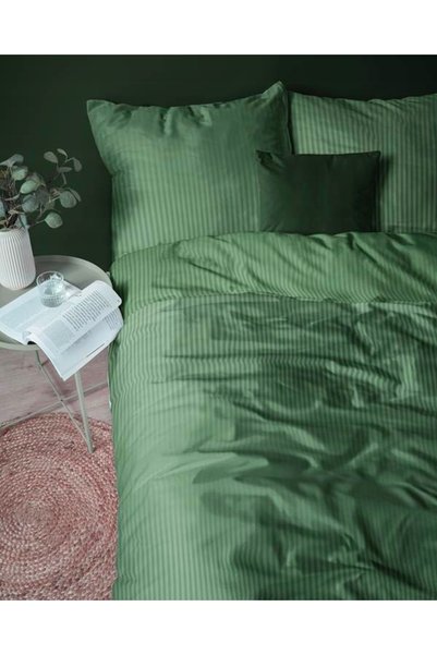 Detexpol Lenjerie de pat din satin 140x200 uni și cu dungi premium verde