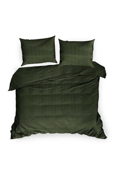 NO BRAND Lenjerie de pat din satin Adamaszek 220x200 uni cu dungă verde Veron...