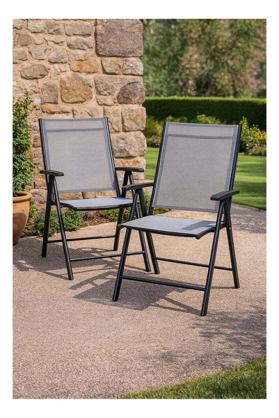 Generic Brand Harmony Home Foldable Patio Chair Set of 2 – Breathable Mesh Ou...