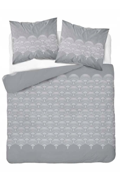 Detexpol Lenjerie de pat din flanelă 220x200 Pene de păun Rozetă Cenușiu