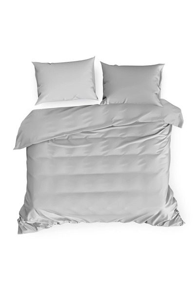 Eurofirany Lenjerie de pat din bumbac satinat 180 x 200 Culoare uni 3 piese N...