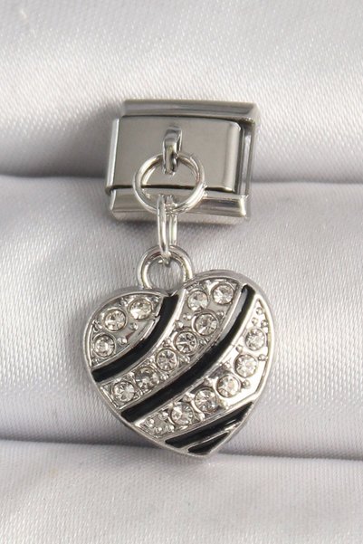 Toptan Bulurum 316L Steel Silver Color Zircon Stone Heart Model Nomination Charm