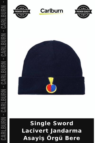Carlburn Single Sword Navy Blue Gendarmerie Asayiş Knitted Beret Professional...