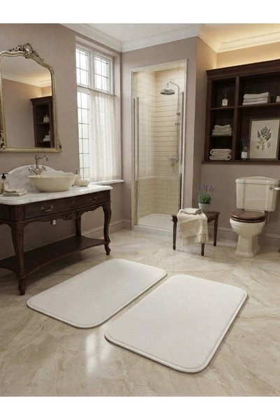 CAPAT Siena Home Non-Slip Base 2-Piece Plush Bathroom Rug and Mat Set (60X50 2 Pieces)