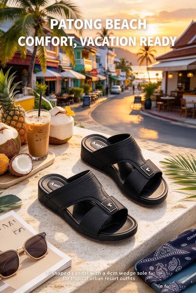 Dhiaa Walk Men's T-Strap Sandals – Dot Texture Upper with Metal Horse-Bit Bad...