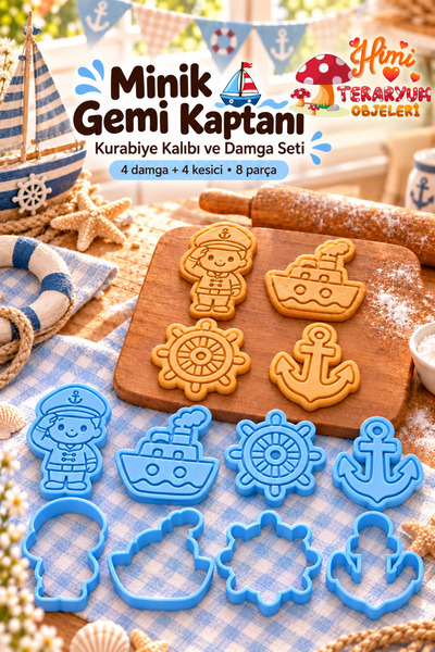himi teraryum objeleri Tiny Ship Captain Cookie Mold and Stamp Set Marine The...