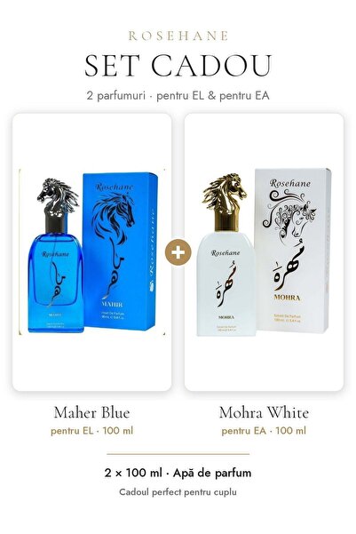 rosehane Set cadou Rose Hane Maher Blue & Mohra White – Pentru El & Ea, 2 × 1...