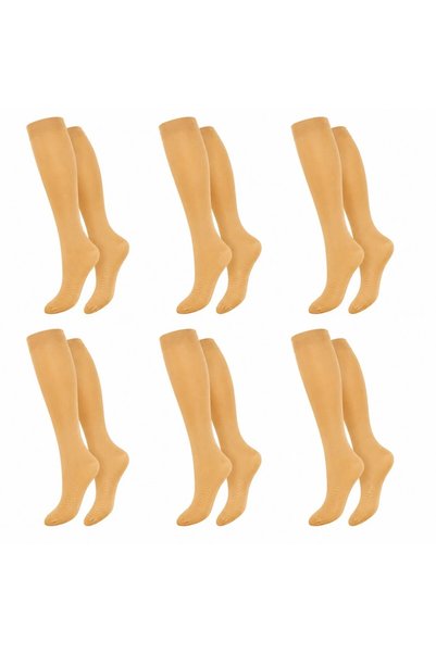 METKAR Women's 6-Piece Mother Massage Sole Knee Socks 80 Denier Flexible Comf...