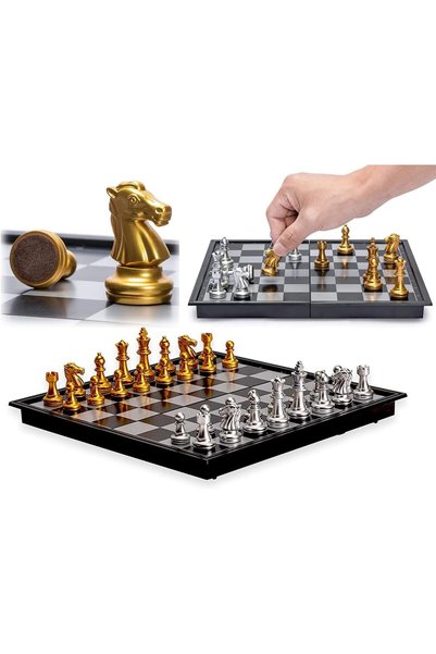 X SPRING مجموعة رقعة شطرنج للسفر، 25×25 سم، خفيفة الوزن ومحمولة وقابلة للطي م...
