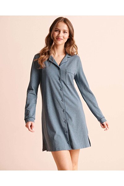 La Vie en Rose Cotton Long Sleeve Button-down Sleepshirt