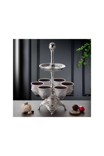 FAIR HOME Turkish Coffee Cup Set with Hanger Metal Silver – Mirra Model