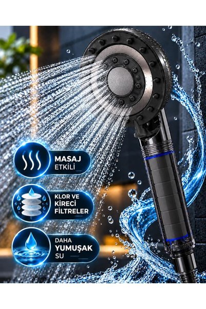 Ethab Ticaret Glb-Stl41414 Filtered Shower Head with 5 Functions, Massage Eff...
