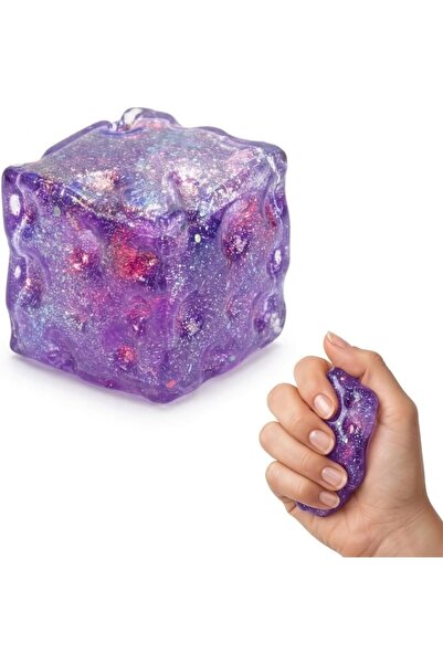 TERRIFI Stress Cube Squishy Toy, 5 cm Sensory Fidget, Glitter Purple
