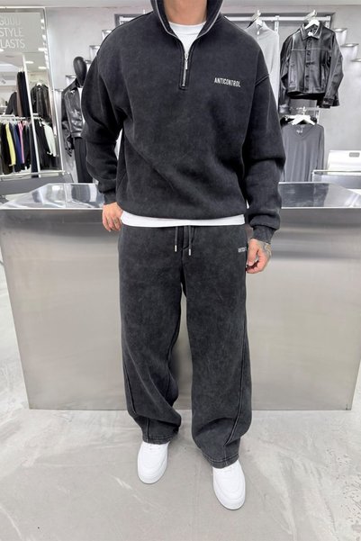 HAFKAGİYİM Acid Wash Anticontrol Nakışlı Premium Yıkamalı Oversize Eşofman Takımı