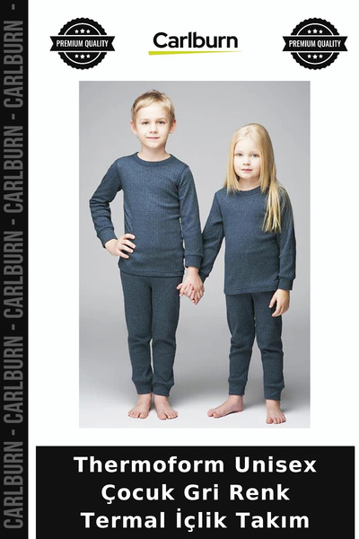 Carlburn Thermoform Unisex Children's Gray Color Thermal Underwear Set Activi...