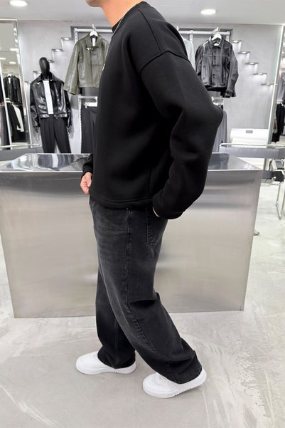 HAFKAGİYİM Siyah Studios Baskılı Boxy Fit Sweatshirt