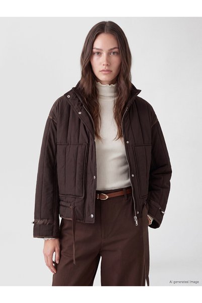 LC Waikiki معطف نسائي قابل للنفخ ذو ياقة عالية من LCW Modest