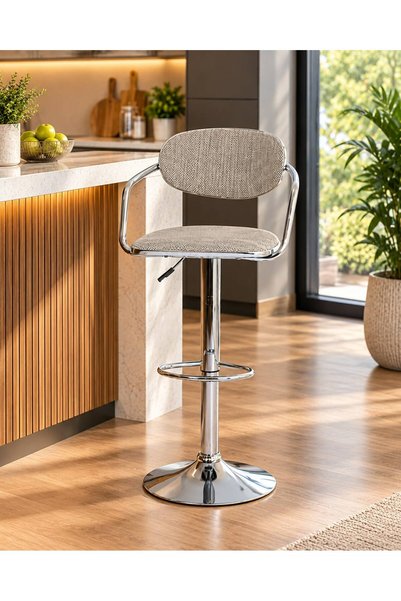 TrentonGCC Height-Adjustable Bar Stool with Padded Seat, Backrest and Footrest