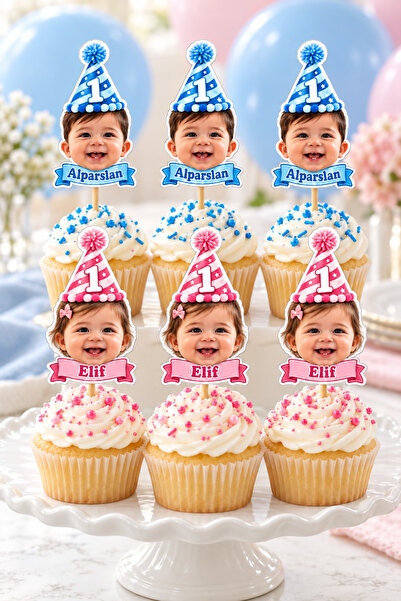 TATLI GÜNLER Kişiye Özel Resimli Fotoğraflı İsimli Doğum Günü Cupcake Kürdan ...