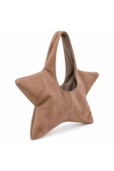 Senza Vedere Star Yıldız Form Women's Shoulder Bag - Suede Mink