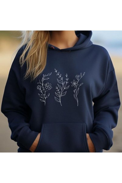 bellanova Unisex Navy Blue Oversize Hooded Sweatshirt with Kangaroo Pocket, 3...
