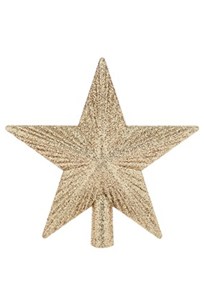 OEM 3D Star Christmas Tree Topper Beige Champagne with Glitter 15cm