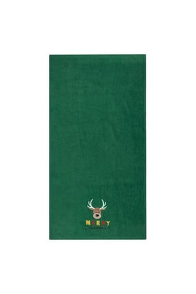 OEM Prosop de Maini din Bumbac Verde cu Cerb de Craciun Brodat 90x45cm