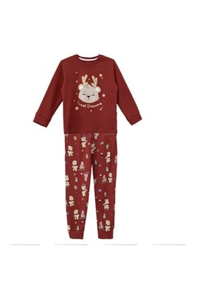 OEM Red Christmas Pajamas with Patterned & Gilded Glitter for Kids