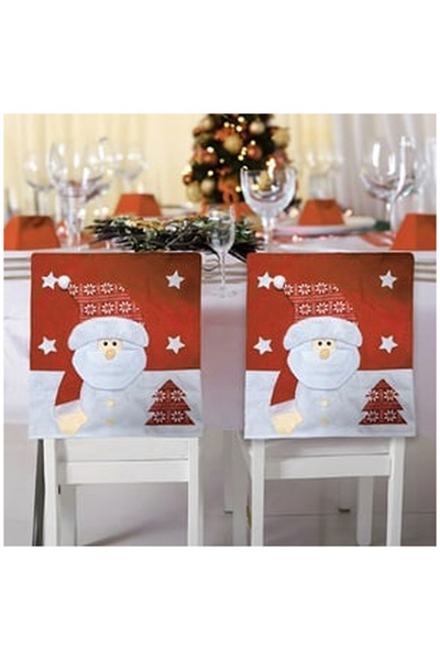 OEM Husa Decorativa pentru Spatar Scaun de Craciun Rosie Mos Craciun 3D 50cm