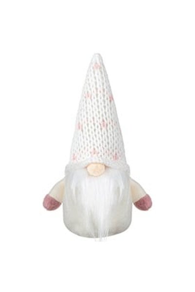 OEM Christmas Decorative Figure White Gnome with Pink Hat 17cm