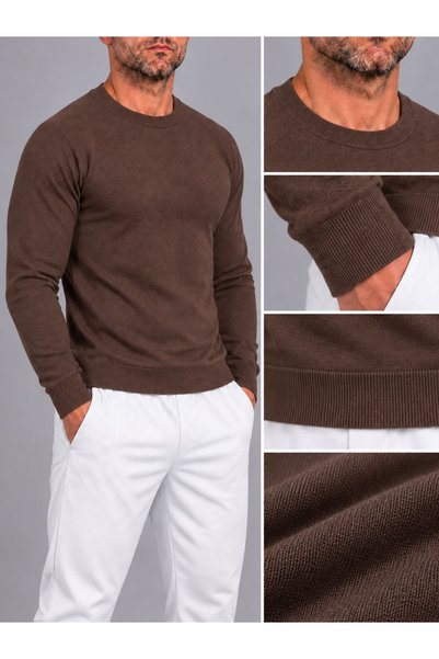 LudoWear Men's Crew Neck Knitwear Sweater Sweatshirt Black/Navy Blue/Brown/Grey