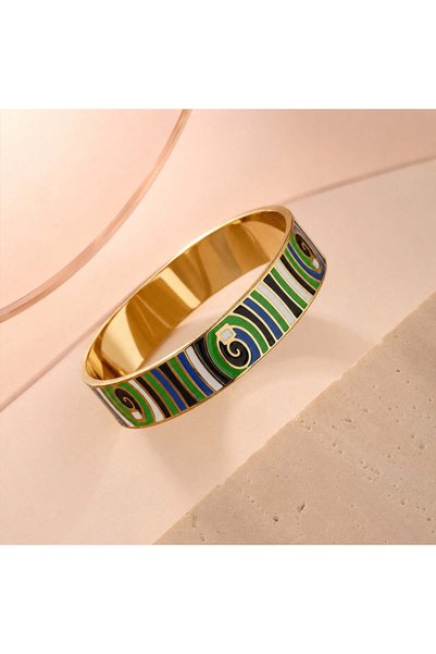 BLOOMY Emerald Waves Enamel Bangle