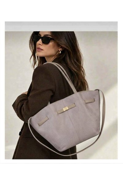 H&D COLLECTİON Geantă de mână și de umăr din piele intoarsa nubuck, model Leo...