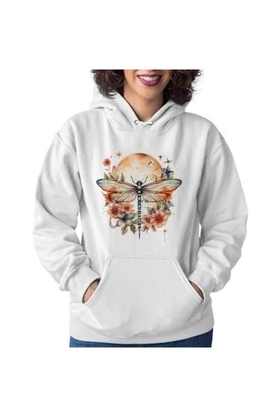 bellanova Unisex White Relaxed Fit Hooded Kangaroo Pocket Thick Sweatshirt
