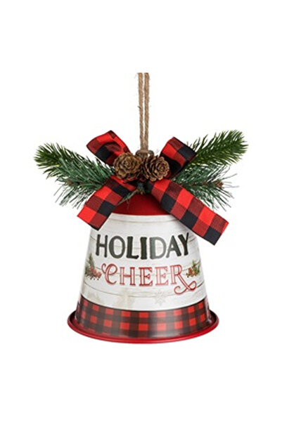 OEM Decorative Christmas Bell Red Pine Branch Cones "Holiday Cheer" Ø14x17cm
