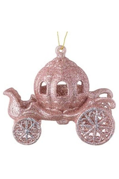 OEM Christmas Tree Ornament Pink Glitter Carriage 11x6x11cm