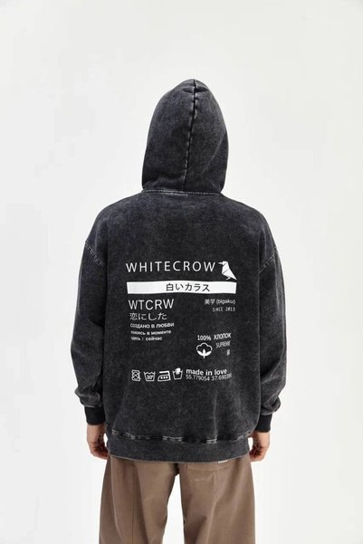 bellanova سويت شيرت بقلنسوة كبير الحجم للجنسين من Anthracite Vintage Washed، ...