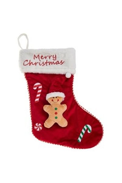 OEM Red Christmas Decorative Boot with Candy Gingerbread Man Figurine 45cm