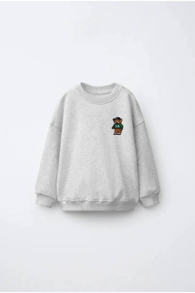 La'ciel Pariss Unisex Yeni Sezon Ayıcık Nakışlı Sweatshirt- 3 iplik Şardonsuz